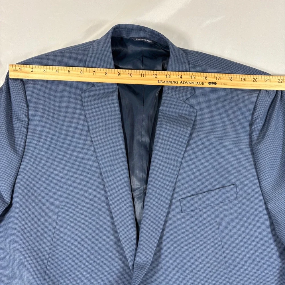 Ralph Lauren Men 48L Blue Wool Blend Check Blazer Sport Coat Jacket Professional